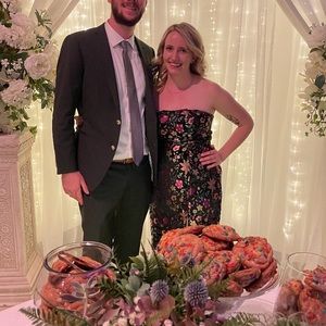 Black floral MIDI Dress (Lulus)